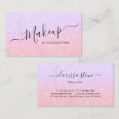 エレガントなばら色の金ゴールド及びバイオレットのグリッターのメーキャップアーティスト 名刺 (正面/裏面)