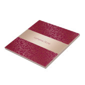 エレガントなばら色の金ゴールド及びバーガンディの幾何学的なパターン タイル (側面)