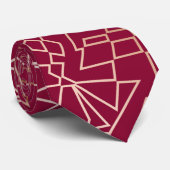 エレガントなばら色の金ゴールド及びバーガンディの幾何学的なパターン ネクタイ (ロール)