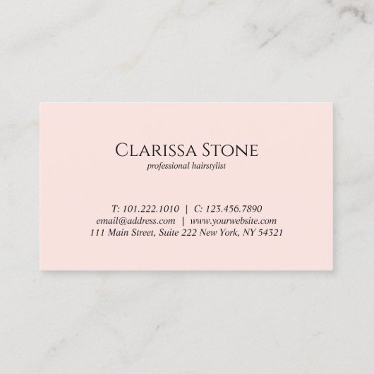 エレガントなばら色の金ゴールド及びピンクのはさみの美容師 名刺 (裏面)