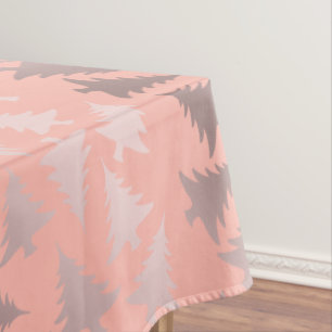 エレガントなばら色の金ゴールド及びピンクのクリスマスツリーパターン テーブルクロス
