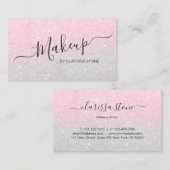 エレガントなばら色の金ゴールド及び銀のグリッターのメーキャップアーティスト 名刺 (正面/裏面)