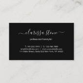 エレガントなばら色の金ゴールド及び黒のはさみの美容師 名刺 (裏面)