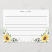 エレガントなひまわりとグリーンのフラワーレシピカード 招待状 (裏面)