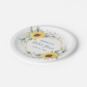 エレガントなひまわりとグリーンの花のブライダルシャワー ペーパープレート (アングル)