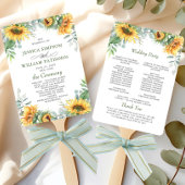 エレガントなひまわりとユーカリのウェディングプログラム ハンドファン