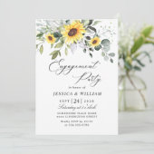 エレガントなひまわりとユーカリのエンゲージメントパーティー 招待状 (スタンド正面)
