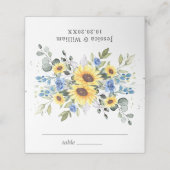 エレガントなひまわりとユーカリのグリーンウェディング プレイスカード (外部開封)