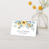 エレガントなひまわりとユーカリのグリーンウェディング プレイスカード (裏面)
