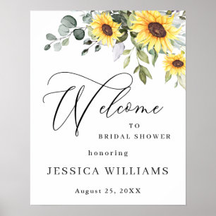 エレガントなひまわりとユーカリのブライダルシャワー ポスター