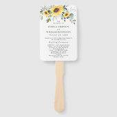 エレガントなひまわりとユーカリのモダンなウェディングプログラム ハンドファン (正面)