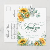 エレガントなひまわりとユーカリのラスティック サンクス ポストカード (正面/裏面)