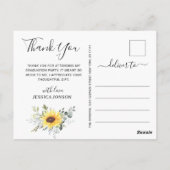 エレガントなひまわりとユーカリの卒業式感謝メッセージ ポストカード (裏面)