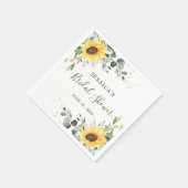 エレガントなひまわりとユーカリの花のブライダルシャワー スタンダードカクテルナプキン (角)