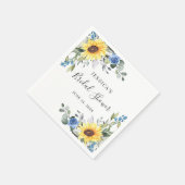 エレガントなひまわりとユーカリの花のブライダルシャワー スタンダードカクテルナプキン (角)
