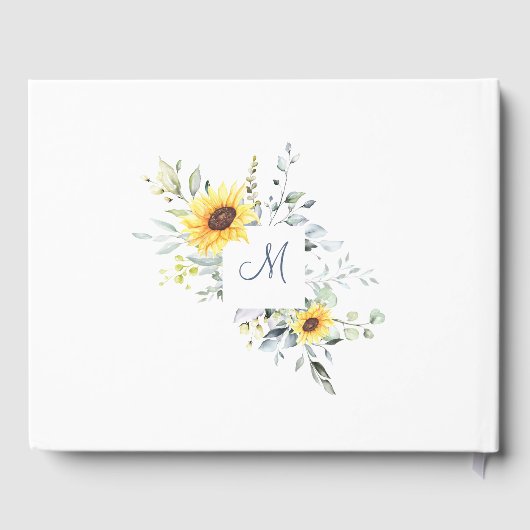 エレガントなひまわりとユーカリの葉のブライダルシャワー ゲストブック (裏面)