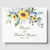 エレガントなひまわりとユーカリの葉のブライダルシャワー ゲストブック (正面)