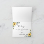 エレガントなひまわりとユーカリの葉の卒業 サンキューカード (内部)