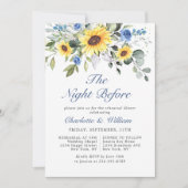 エレガントなひまわりとユーカリの顔合わせの食事会 招待状 (正面)