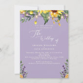エレガントなひまわりとラベンダー ウェディング II 招待状 (正面)