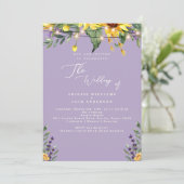 エレガントなひまわりとラベンダー ウェディング II 招待状 (スタンド正面)