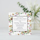 エレガントなひまわりと花の結婚記念日 招待状 (スタンド正面)