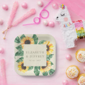 エレガントなひまわりの庭園 フラワーのウェディング ペーパープレート (パーティー)