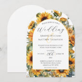 エレガントなひまわりアーチの結婚式 招待状 (正面/裏面)