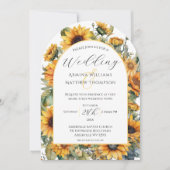 エレガントなひまわりアーチの結婚式 招待状 (正面)