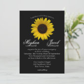 エレガントなひまわりウェディング ブラック 招待状 (スタンド正面)