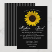 エレガントなひまわりウェディング ブラック 招待状 (正面/裏面)