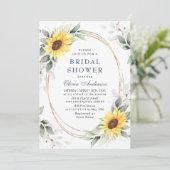 エレガントなひまわりグリーン フラワーブライダルシャワー 招待状 (スタンド正面)