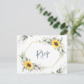 エレガントなひまわりグリーン フラワー ウォーターカラー RSVP ポストカード (スタンド正面)
