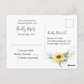 エレガントなひまわりグリーン フラワー ウォーターカラー RSVP ポストカード (裏面)