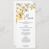 エレガントなひまわりデイジー結婚式メニュー プログラム (正面/裏面)