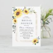 エレガントなひまわりユーカリのブライダルシャワーQRコード 招待状 (スタンド正面)