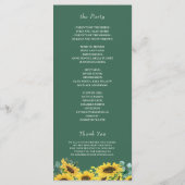 エレガントなひまわりユーカリの結婚式 プログラム (裏面)