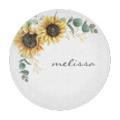 エレガントなひまわりユーカリの花束 カッティングボード (正面)