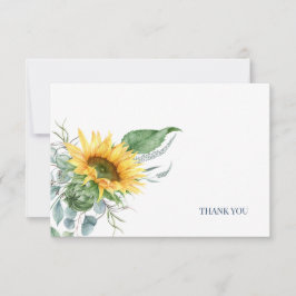 エレガントなひまわりユーカリの花束 サンキューカード