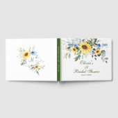 エレガントなひまわりユーカリの葉 ブライダルシャワー ゲストブック (全面)