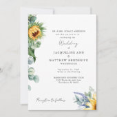 エレガントなひまわり花嫁の両親の結婚式 招待状 (正面)