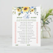 エレガントなひまわり ブライダルシャワーのゲームカード 招待状 (スタンド正面)