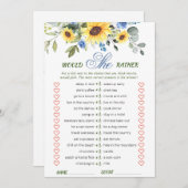 エレガントなひまわり ブライダルシャワーのゲームカード 招待状 (正面/裏面)