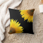 エレガントなひまわり ブラック クッション (ブランケット)