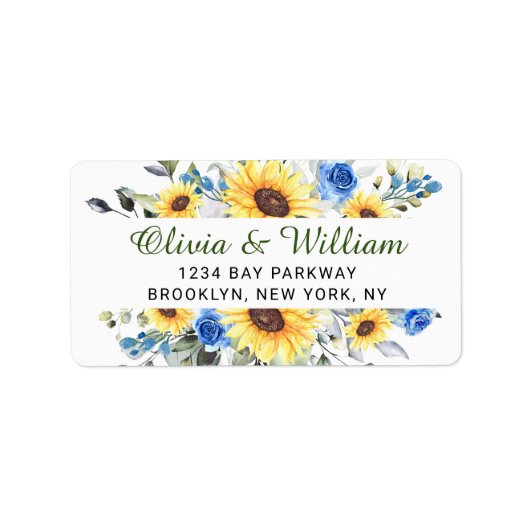 エレガントなひまわり ユーカリグリーン アドレス ラベル (正面)