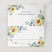 エレガントなひまわり ユーカリグリーン ウェディング プレイスカード (外部開封)