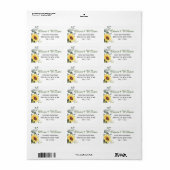 エレガントなひまわり ユーカリグリーン 装飾住所 ラベル (フルシート)