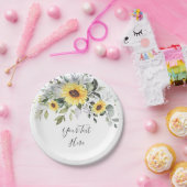 エレガントなひまわり ユーカリ グリーンのパーティー ペーパープレート (パーティー)