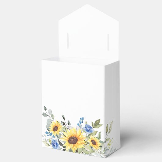 エレガントなひまわり ユーカリ フラワーブライダルシャワー フェイバーボックス (オープン)