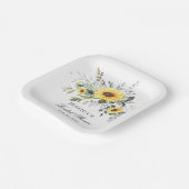 エレガントなひまわり ユーカリ フラワーブライダルシャワー ペーパープレート (傾斜あり)